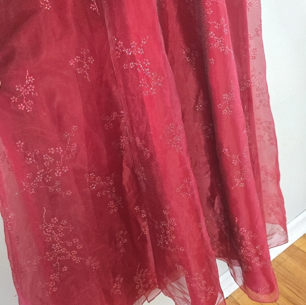 Zum Zum Prom Dress Maxi Gown 11/12 Red 90s Y2K Whimsigoth Vampy Dark Romantic - Picture 10 of 15
